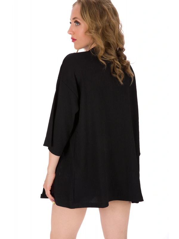 Kadın Yazlık Ince Bürümcük Kumaş Dirsek Kol Kimono Ceket %88 Pamuk %12 Polyester Cty-ctn-28444