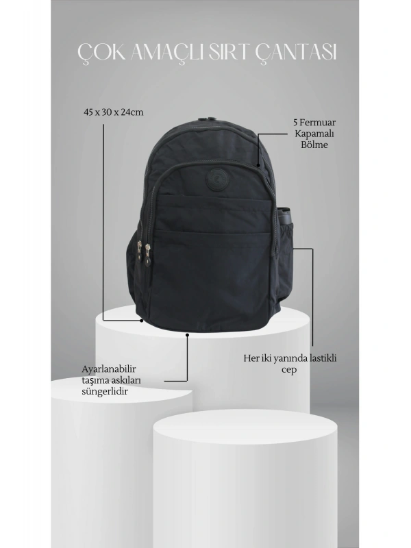 Unisex Krinkıl Okul Sırt Çantası Ortaokul Lise Üniversite Su Geçirmez Kumaş Laptop Cepli cty-lbn-104