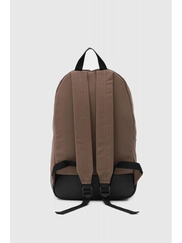 Unisex Etiket Detaylı Düz Fermuarlı Sırt Çantası cty-lbn-3442