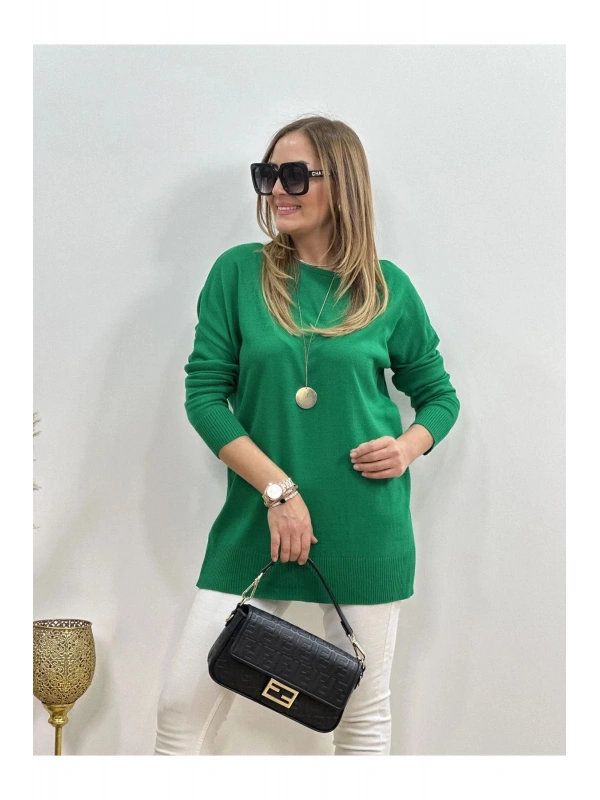 Kadın Kayık Yaka 2 Cepli 38-44 Beden Soft Akrilik Triko Bluz Cty-cnd- 11903-3