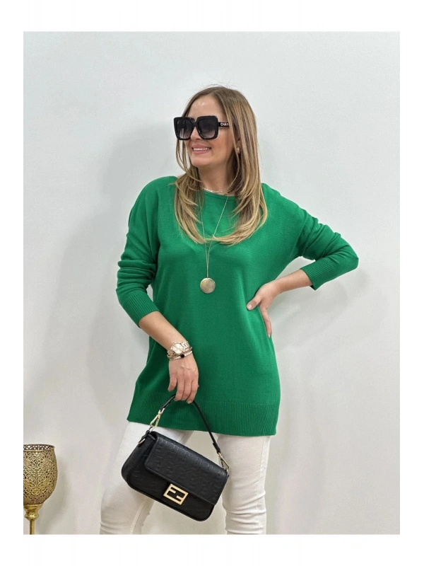 Kadın Kayık Yaka 2 Cepli 38-44 Beden Soft Akrilik Triko Bluz Cty-cnd- 11903-3