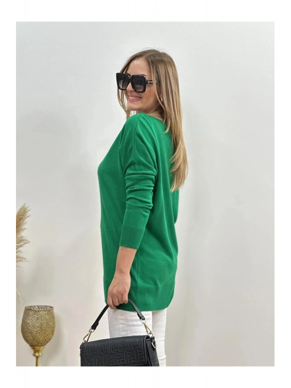 Kadın Kayık Yaka 2 Cepli 38-44 Beden Soft Akrilik Triko Bluz Cty-cnd- 11903-3