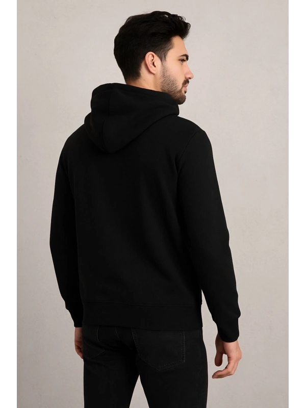 Erkek Rahat Kalıp Kapüşonlu Kalın Üç İplik Fermuarlı Ceket Sweatshirt cty-brd-101