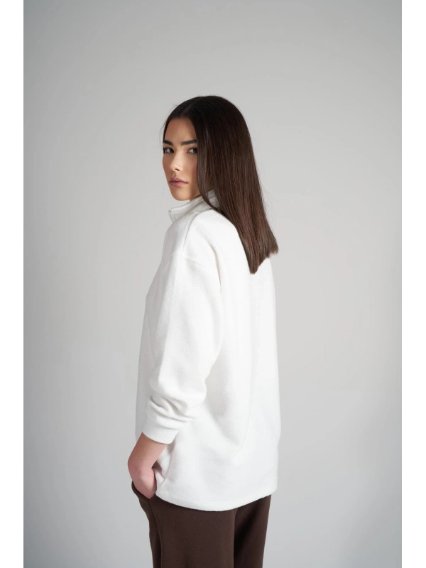 Kadın Yarım Fermuar Triko Sweatshirt cty-abr-5624