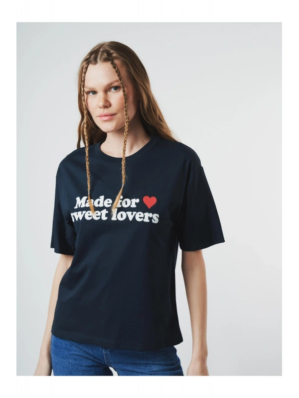 Kadın Baskılı Kısa Kol T-Shirt cty-abr-7143