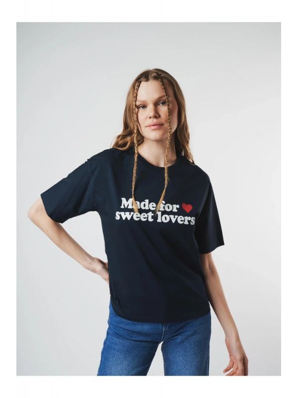 Kadın Baskılı Kısa Kol T-Shirt cty-abr-7143