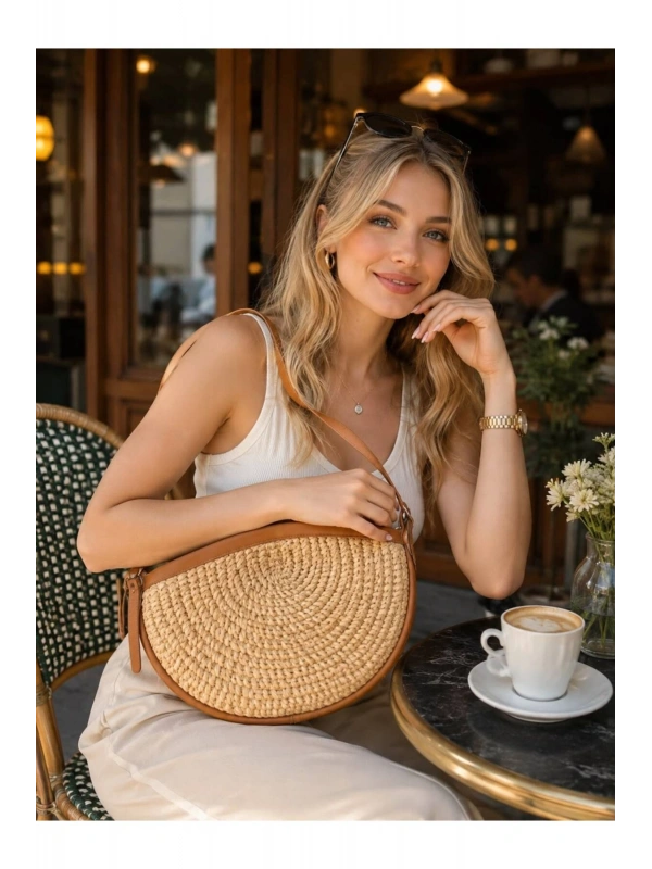 Kadın Hasır Örme Cross Bag Omuz Çantası cty-lbn-1297