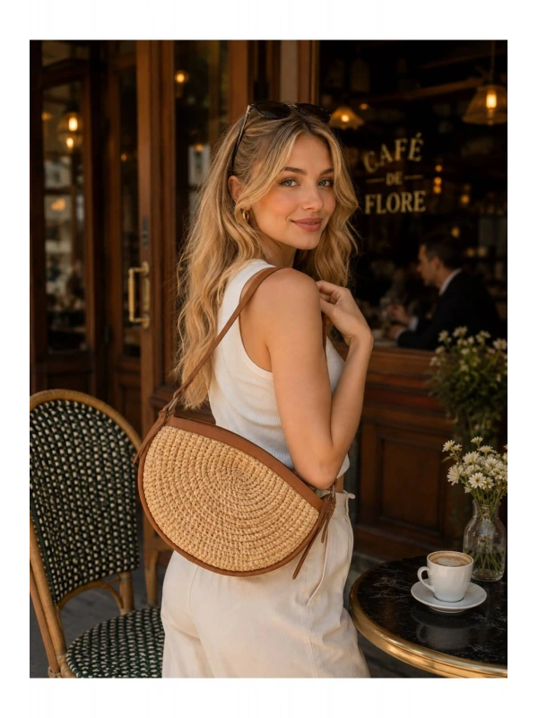 Kadın Hasır Örme Cross Bag Omuz Çantası cty-lbn-1297