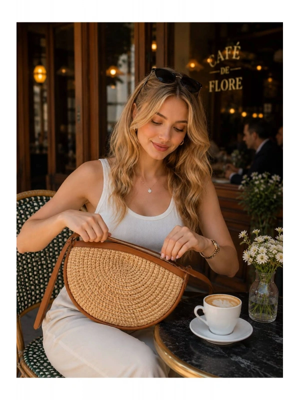 Kadın Hasır Örme Cross Bag Omuz Çantası cty-lbn-1297
