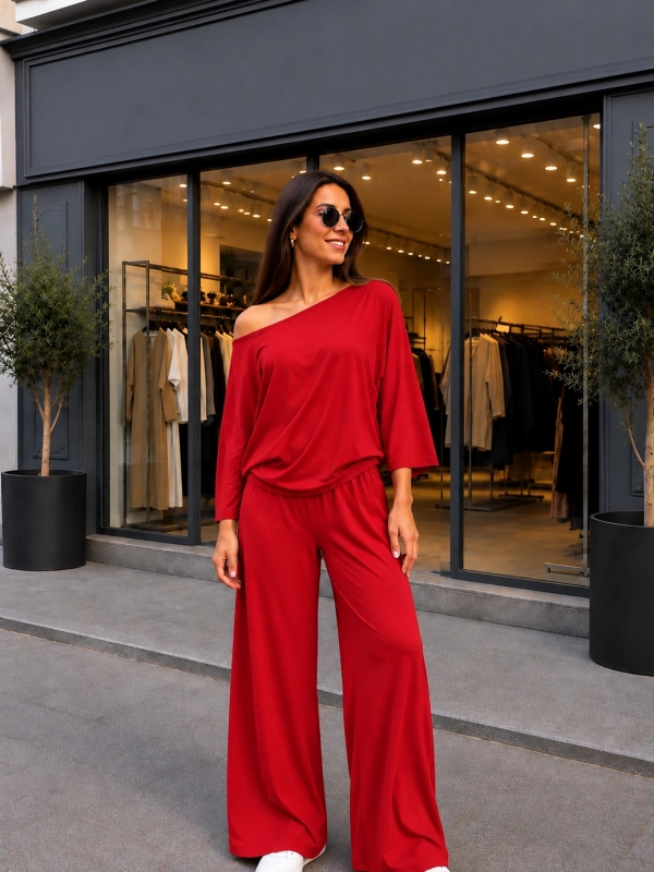 Kadın Oysho Kumaş Düşük Omuz Kolları Geniş Kesim Bluz cty-çtn-29569