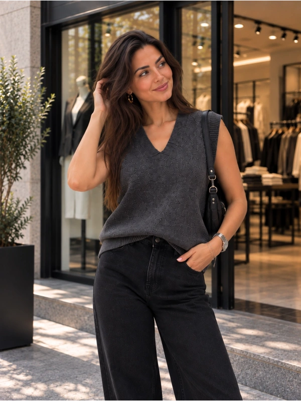 Kadın Triko V Yaka Süveter cty-çtn-9566