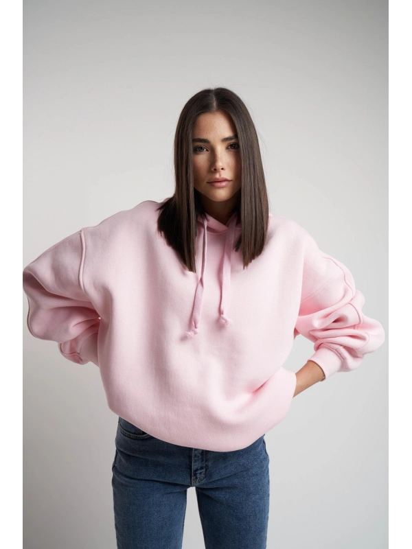 Kadın Kapüşonlu Şardonlu Basic Sweatshirt cty-abr-9151