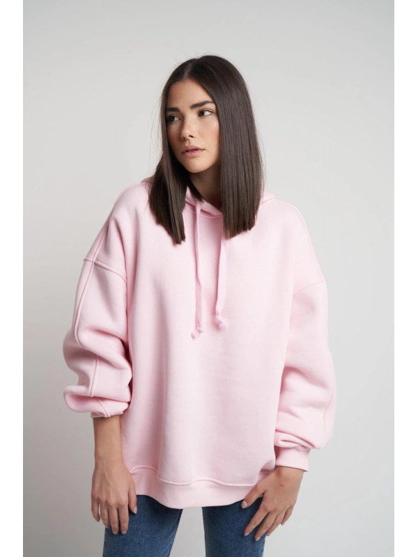 Kadın Kapüşonlu Şardonlu Basic Sweatshirt cty-abr-9151