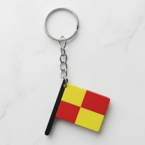 Hakem Anahtarlık, Bayrak Anahtarlık, Kareli, 4x3cm
