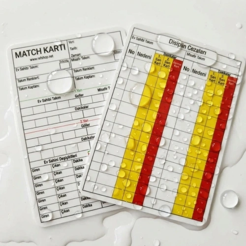 REF Hakem Maç Kartı, Su Geçirmez , 0,70micron Kalınlık, Paket İçi 5 Adet