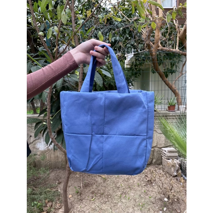 MAVİ DİKİŞ DETAYLI EL KOL ve OMUZ ÇANTASI