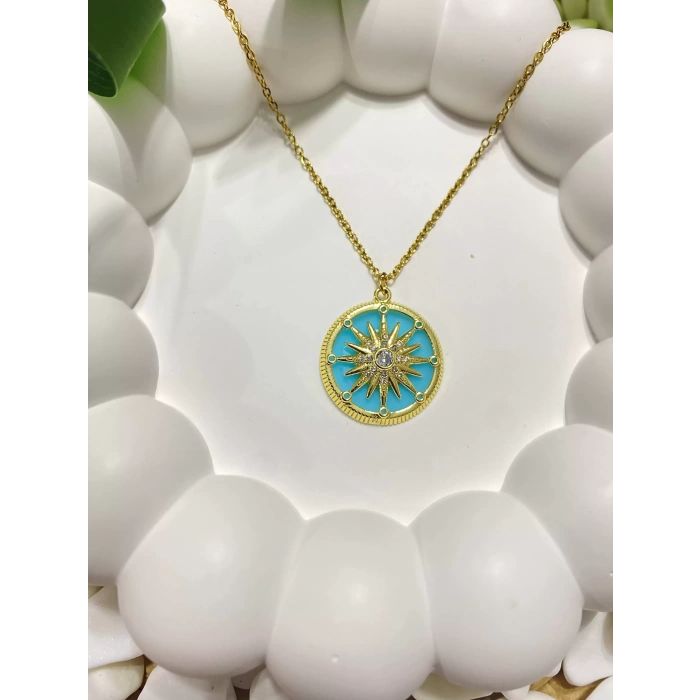 316L ÇELİK MAVİ KUTUP YILDIZI FİGÜRLÜ KOLYE (40 +5 cm)