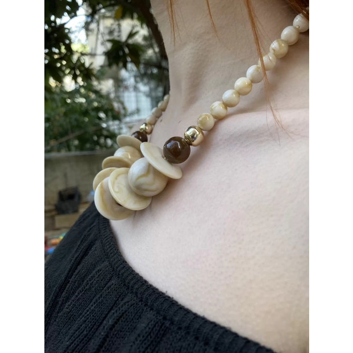 VİP İNCİLİ KAHVE KOLYE