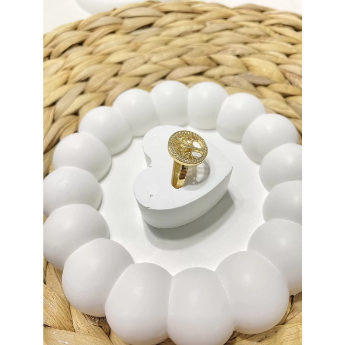 ÇELİK ALTIN RENK HAYAT AĞACI AYARLANABİLİR YÜZÜK