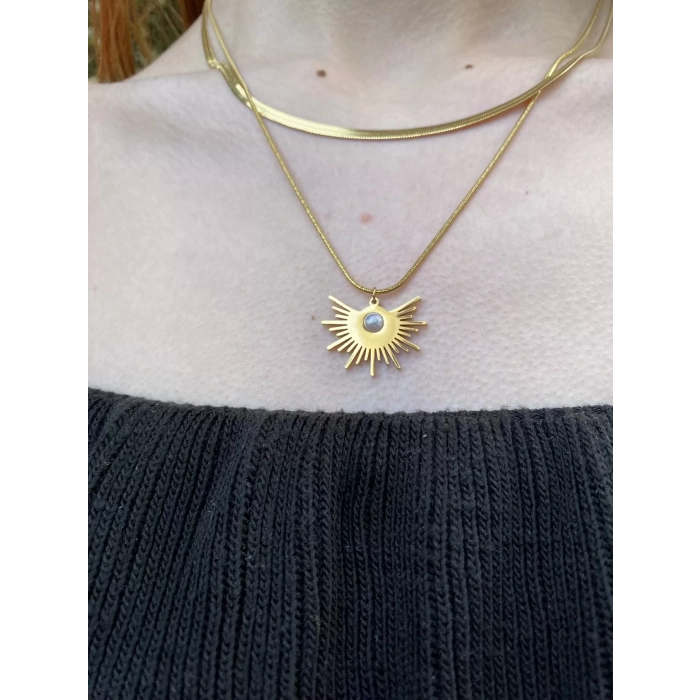 ÇELİK 2Lİ ALTIN RENK İNCİ DETAYLI KOLYE