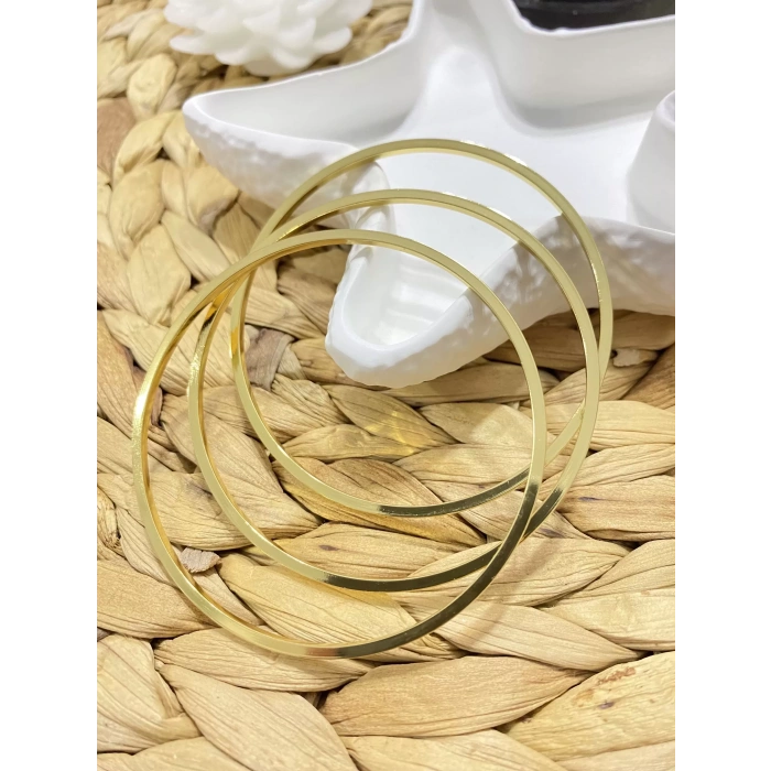 ÇELİK GOLD 3LÜ AJDA BİLEKLİK (65 MM BÜYÜK BOY)