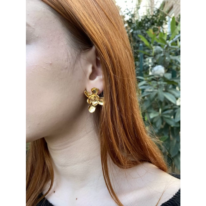 ÇELİK GOLD ÇİÇEK KÜPE