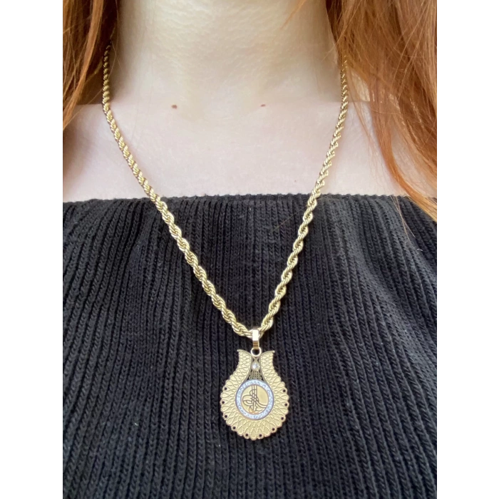 ÇELİK ALTIN RENK TUĞRA FİGÜRLÜ KOLYE