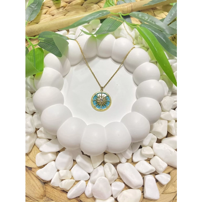 316L ÇELİK MAVİ KUTUP YILDIZI FİGÜRLÜ KOLYE (40 +5 cm)