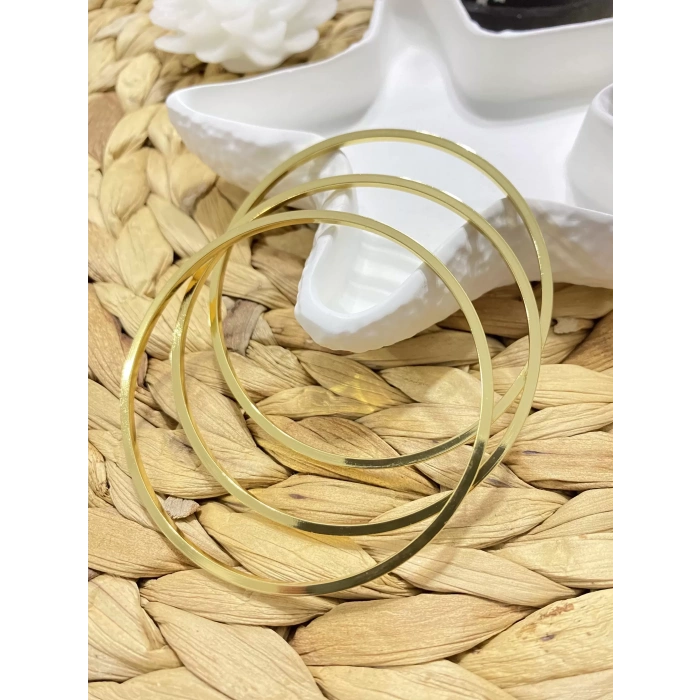 ÇELİK GOLD 3LÜ AJDA BİLEKLİK (65 MM BÜYÜK BOY)