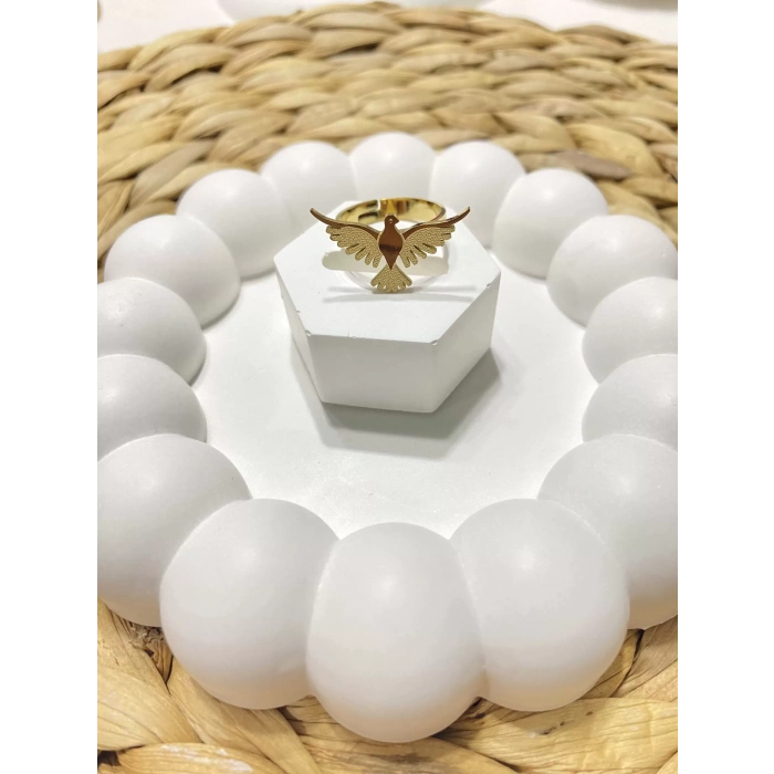 ÇELİK ALTIN RENK KUŞ FİGÜRLÜ AYARLANABİLİR YÜZÜK