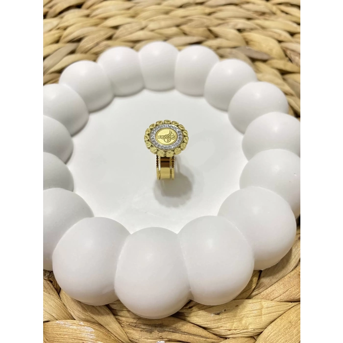 ÇELİK ALTIN RENK TUĞRA FİGÜRLÜ AYARLANABİLİR YÜZÜK