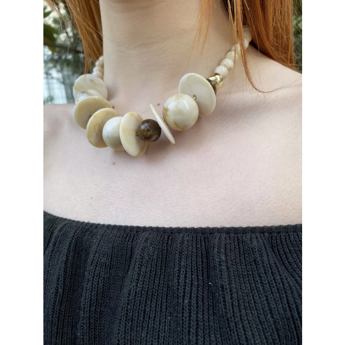 VİP İNCİLİ KAHVE KOLYE