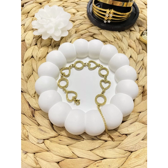 ÇELİK GOLD KALP DETAYLI BİLEKLİK