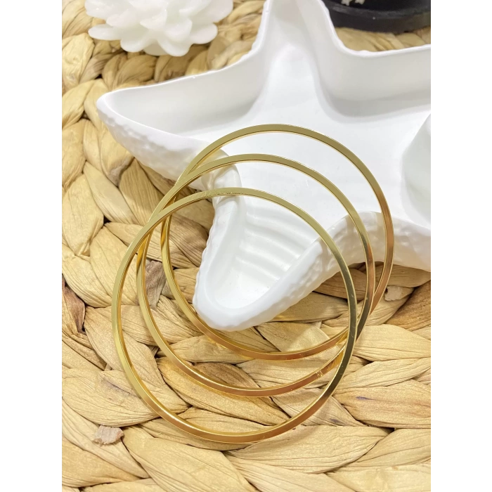 ÇELİK GOLD 3LÜ AJDA BİLEKLİK (60 MM KÜÇÜK BOY)