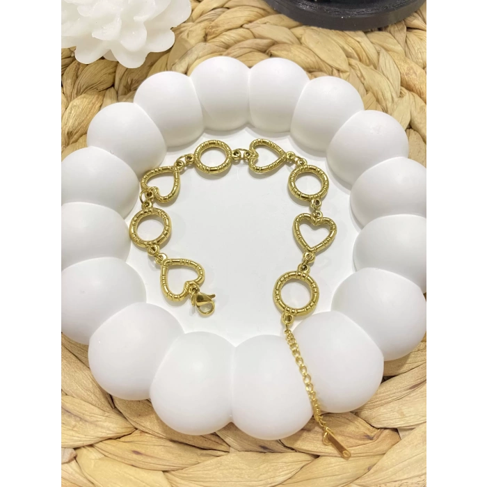 ÇELİK GOLD KALP DETAYLI BİLEKLİK