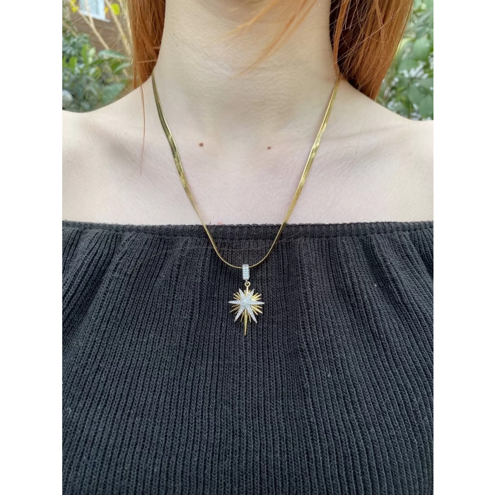 ÇELİK İTALYAN KUTUP YILDIZI FİGÜRLÜ KOLYE (40+5cm)