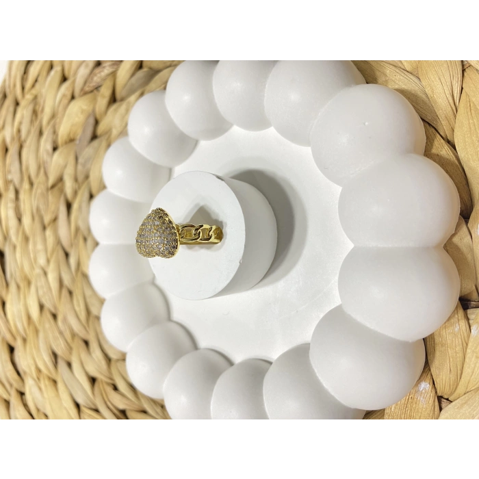 KALPLİ ZİRKON PİRİNÇ METAL AYARLANABİLİR YÜZÜK