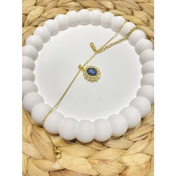 ÇELİK MAVİ TAŞ DETAYLI BİLEKLİK