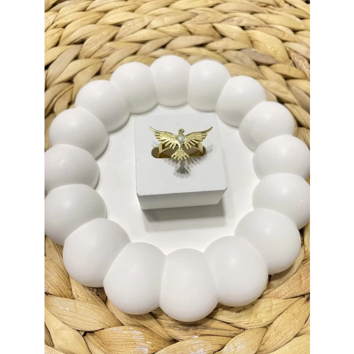 ÇELİK ALTIN RENK KUŞ FİGÜRLÜ AYARLANABİLİR YÜZÜK