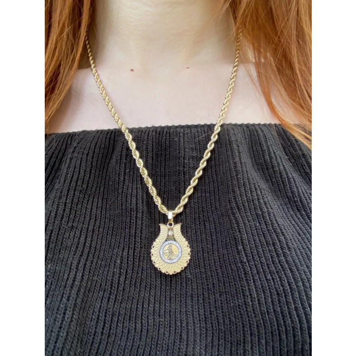 ÇELİK ALTIN RENK TUĞRA FİGÜRLÜ KOLYE