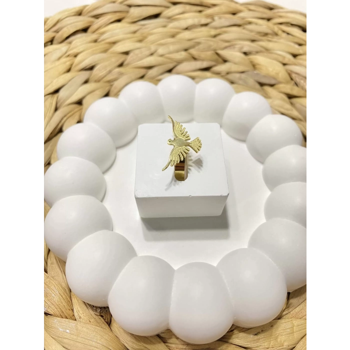 ÇELİK ALTIN RENK KUŞ FİGÜRLÜ AYARLANABİLİR YÜZÜK