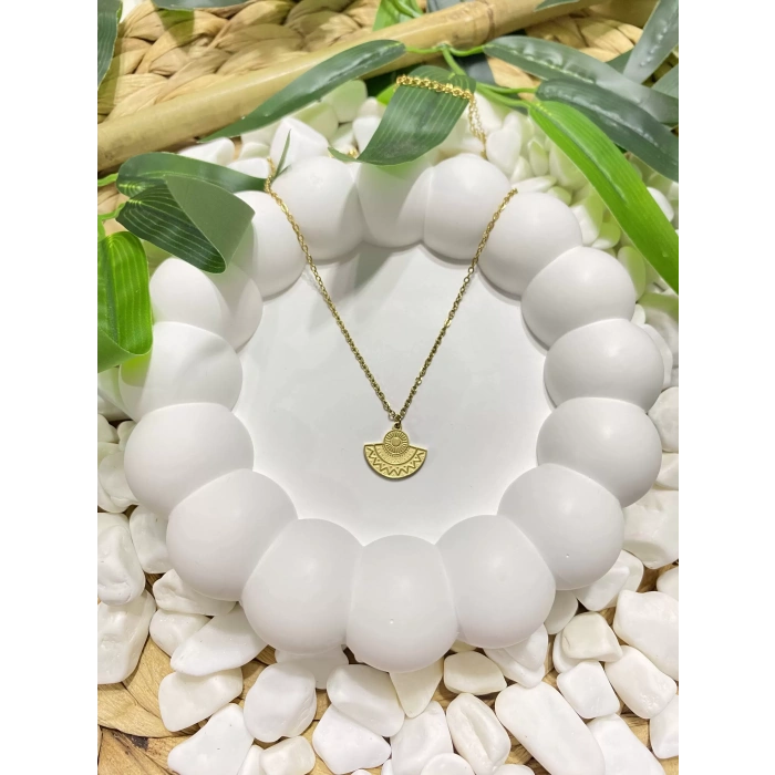 ÇELİK MİNİ YELPAZE FİGÜRLÜ KOLYE