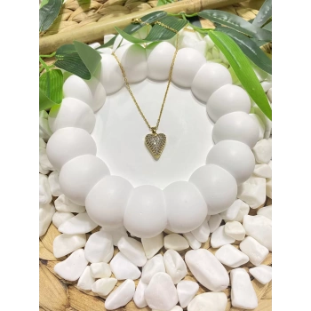 316L ÇELİK KALP FİGÜRLÜ TAŞLI KOLYE