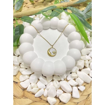 316L ÇELİK AY YILDIZ FİGÜRLÜ KOLYE (40+5 cm)