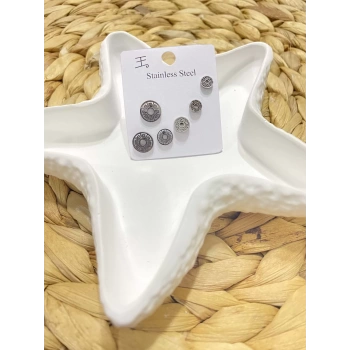 ÇELİK GÜMÜŞ RENK 6LI KÜPE SET