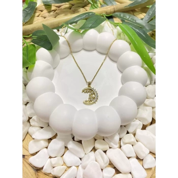 316L ÇELİK AY FİGÜRLÜ TAŞLI KOLYE