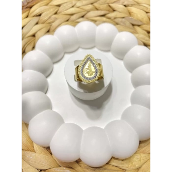 ÇELİK ALTIN RENK DAMLA TUĞRA FİGÜRLÜ AYARLANABİLİR YÜZÜK