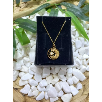 316L ÇELİK TERS AY YILDIZ FİGÜRLÜ KOLYE