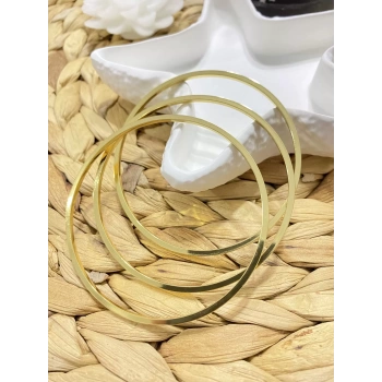 ÇELİK GOLD 3LÜ AJDA BİLEKLİK (65 MM BÜYÜK BOY)