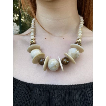 VİP İNCİLİ KAHVE KOLYE